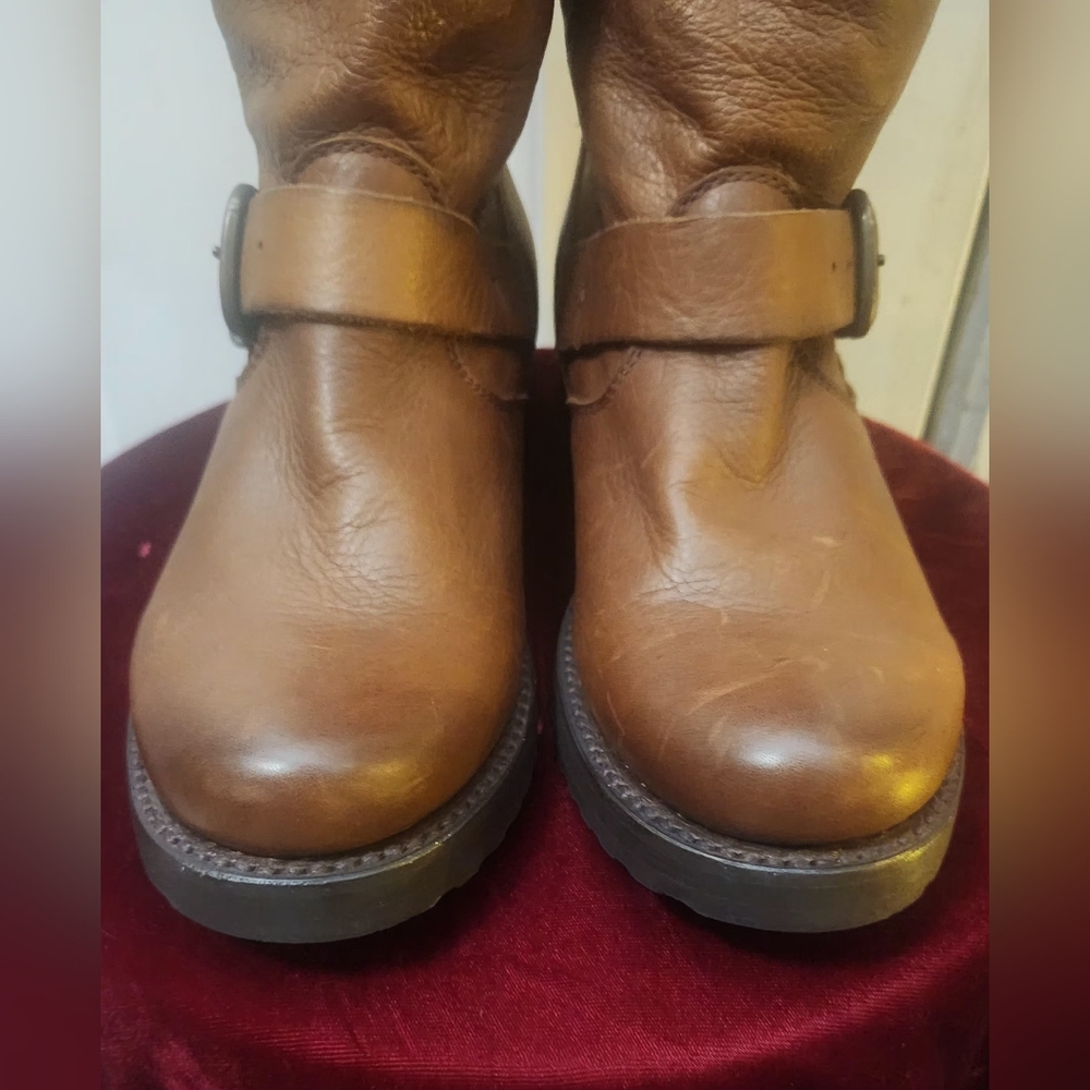 Frye Veronica Short Leather Cognac Boots Size 6.5 - Picture 2 of 11